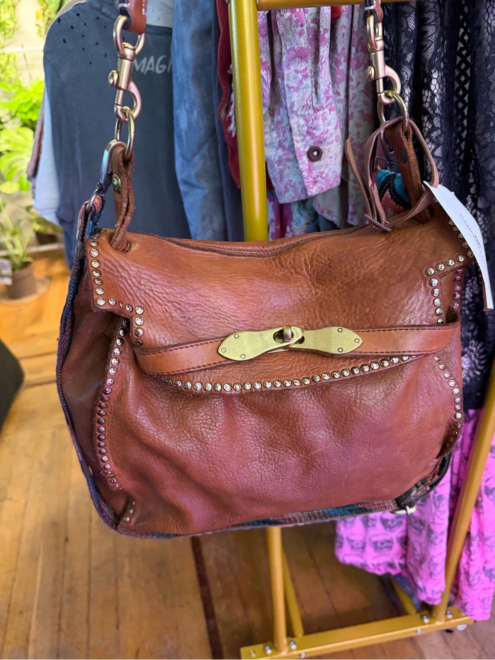 Campomaggi ADA Leather Stud-Trim Shoulder Bag - Chestnut